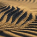 Shadows enhance the depth and undulating form of the sand emphasizing its Royalty Free Stock Photo