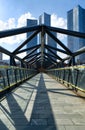 Footbridge leading to Deansgate railway station, Manchester.