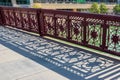 Shadows from fence design display on Wells St bridge in Chicago Loop Royalty Free Stock Photo