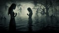 Shadows Of Forgotten Memories: Ethereal Illustrations Of Scary Girls In Water