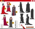 Shadows game with cartoon Halloween vampire characters