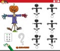 Shadows game with cartoon witches on Halloween time Royalty Free Stock Photo