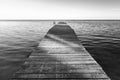 Shadows On Jetty Black and White Royalty Free Stock Photo