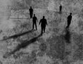 Shadows of men on grungy texture 3d illustration.