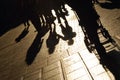 Shadows of people on street Royalty Free Stock Photo
