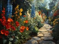 Shadows of Praise: A Unique Border of Poppy Flowers and Stone Co