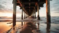 Shadows and Silhouettes. Life Below the Pier\'s Sturdy Beams. Generative AI