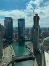 Shadows from skyscrapers spread out on the Chicago Loop and Chicago River during summer afternoon Royalty Free Stock Photo