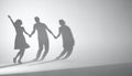 Shadows of Three Friends Holding Hands in Unity Royalty Free Stock Photo