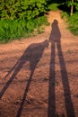 Shadows of woman and her dog this is my own shadow and my dogs shadow