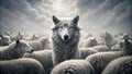 A Shadowy Figure Amidst a Flock of Sheep generative AI