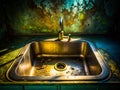 A Shadowy Silhouette of a Dirty Kitchen Sink A Visual Representation of the Need for Deep Cleaning Royalty Free Stock Photo