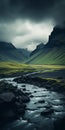 Shadowy Stillness: A Grandiose River In An Icelandic Valley