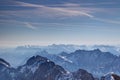 Shadowy and sunny ridges under blue sky Bavarian Alps Germany