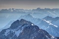 Shadowy and sunny ridges of Wetterstein and Karwendel mountains Royalty Free Stock Photo