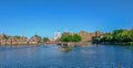 Shadwell Basin on a fine summer`s day.