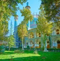 In shady garden of old madraseh, Isfahan, Iran