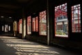 Shady interior of uncompleted building in sunny winter afternoon