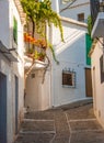 Shady street in Pampaneira, Andalusia, Spain