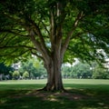 Shady tree offers respite from the urban hustle in the park