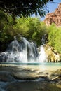 Shady View of Navajo Falls in Havasu Canyon, Arizona Royalty Free Stock Photo