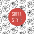 Shaell Style Vector Pattern Black ocean sea illustration