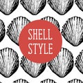 Shaell Style Vector Pattern Black ocean sea illustration