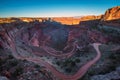 Shafer Canyon Overlook in Canyonlands National Park, Utah at sunset Royalty Free Stock Photo