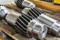 Shaft gear at the assembly site, tooth cutting, gear cutting production on CNC machines
