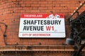 Shaftesbury Avenue sign Royalty Free Stock Photo