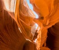 Shafts of sunlight on the walls of lower Antelope Canyon, Page, Arizona Royalty Free Stock Photo