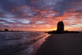 Shag rock at sunrise, Christchurch, New Zealand