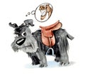 Shaggy dog with saddle Royalty Free Stock Photo