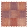 Shaggy square checkered rug in orange, beige, brown colors isolated on white