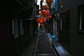 Japan. Streets of Tokyo. Deserted bar street in the morning.