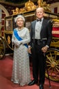 Prince Philip, Duke of Edinburgh and Queen Elizabeth II\'s wax figures displayed at Red Carpet 2 in I-City Shah Alam Royalty Free Stock Photo