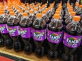 SHAH ALAM, MALAYSIA - 8 October 2020 : FANTA Carbonated soft drink flavour grape bottles for sell in the supermarket.