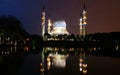 Shah Alam mosque at night and reflection