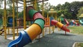 Asian kids having fun playing at the playground