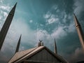 Shah Faisal Mosque Masjid during sunny and cloudy day Islamabad Pakistan Royalty Free Stock Photo