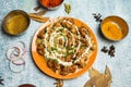 Shahi chicken or Chicken Maharani with chili sauce served in a dish isolated on grey background top view of bangladesh food Royalty Free Stock Photo