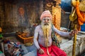 Shaiva sadhu (holy man) in Pashupatinath Temple, Kathmandu, Nep Royalty Free Stock Photo