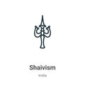 Shaivism outline vector icon. Thin line black shaivism icon, flat vector simple element illustration from editable india concept