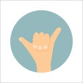 Shaka hand sign. Surfing icon Royalty Free Stock Photo