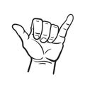 Shaka hand vector sign. Hang loose symbol Royalty Free Stock Photo