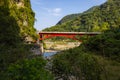 Shakadang bridge over the Liwu River at the entrance of the Shakadang Trail, one of many stunning hiking trails in the Taroko