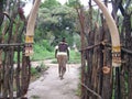 SHAKALAND, SOUTH AFRICA - CIRCA NOVEMBER 2011: Zulu village entrance gate