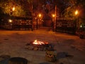 SHAKALAND, SOUTH AFRICA - CIRCA NOVEMBER 2011: Zulu village at night