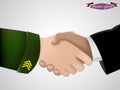 Shake hand between military guy and business man Royalty Free Stock Photo