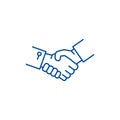 Shake hands line icon concept. Shake hands flat vector symbol, sign, outline illustration.